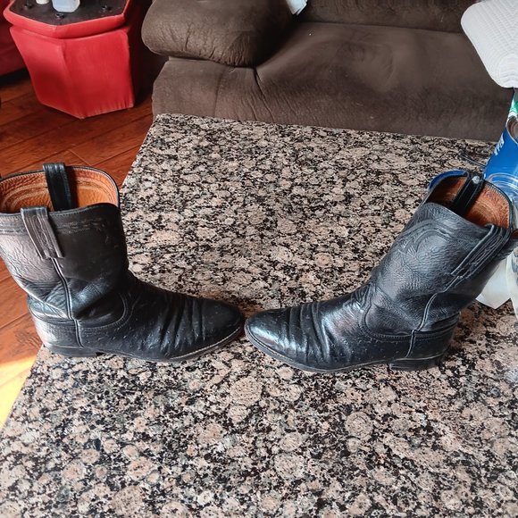 Lucchese Black Leather Men's Boots - Picture 2 of 5